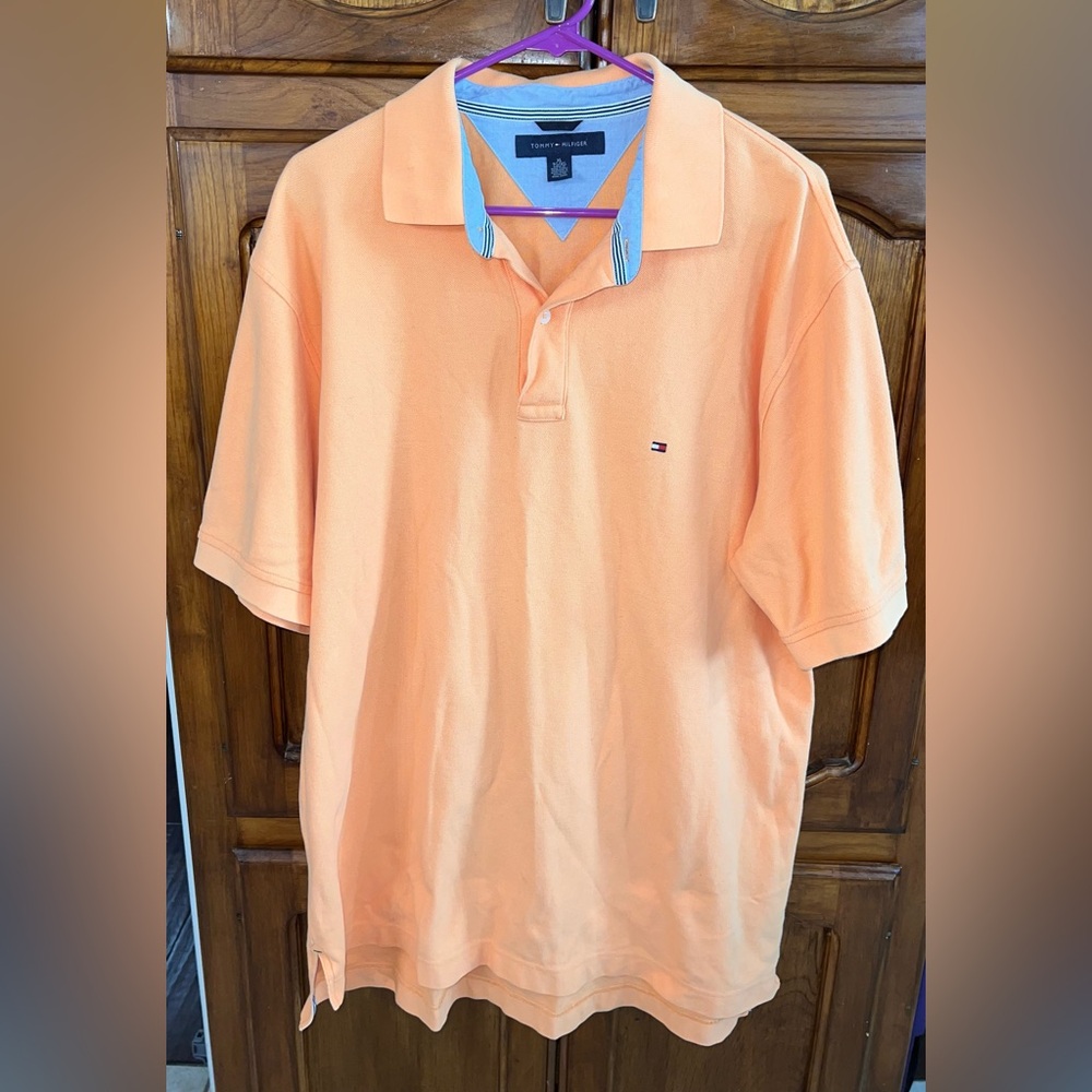 Tommy Hilfiger Men’s Orange Short Sleeve Polo Shirt! Size XL.